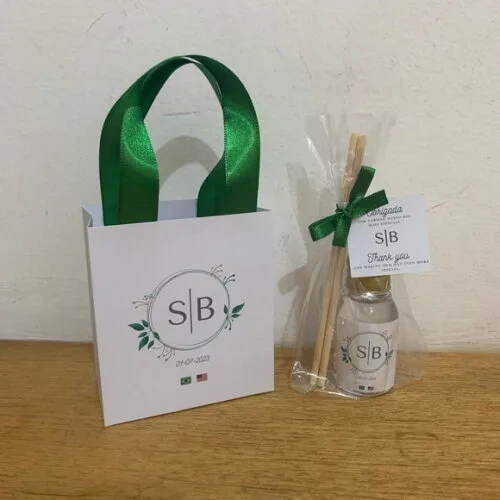Kit Sacolinha Personalizada + Aromatizador Casamento