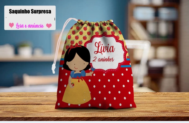 Saquinho Supresa para lembrancinhas Branca de Neve