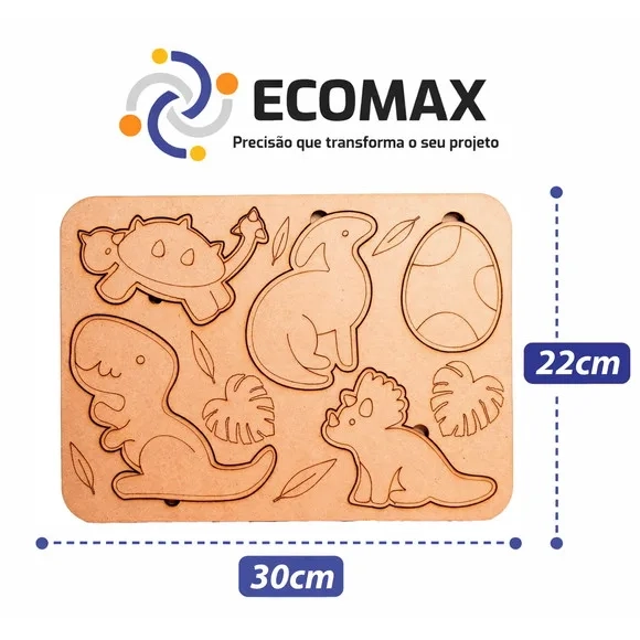 Quebra-cabeça Dinossauros Madeira Infantil Educativo