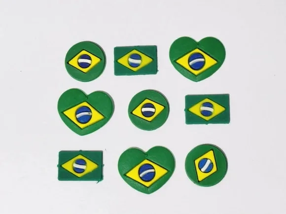 Mini Bandeira do Brasil Emborrachado Pacote com 15 Unidades