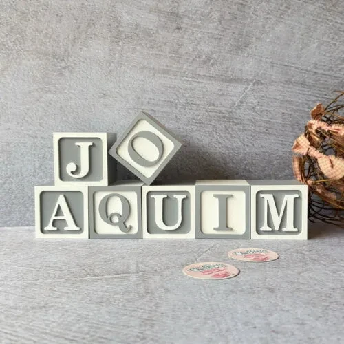 Nome com Moldura Cubos 6x6 Decoração Bebê e Criança