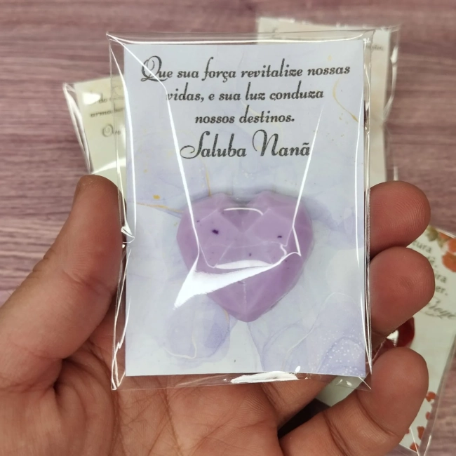 30 UNIDADES Mini Sabonete Coração Diamante no Card  Lembrancinhas Nanã