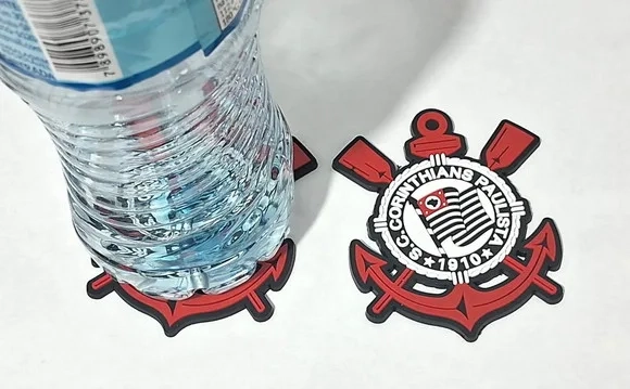 Porta Copo Escudo Time 8cm Emborrachado 2 Unidades