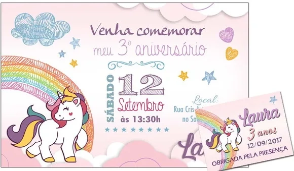 CONVITE DIGITAL C/TAG Unicórnio