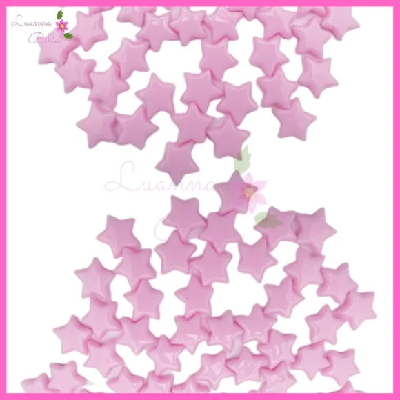 Missanga estrela rosa c/ furo passante - Pct c/70 unids