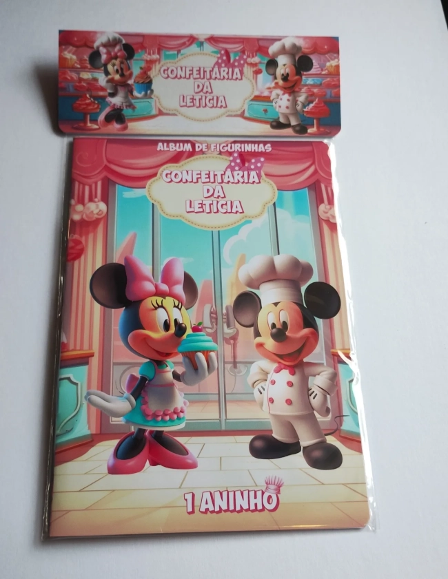 Confeitaria da Minnie Mickey Álbum de Figurinhas + Desenhos para Colorir + Atividades