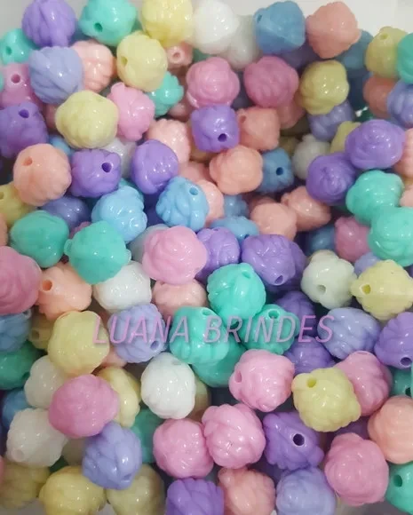 Bolinhas de Flores Coloridas - 10mm - pct com 100 unidades