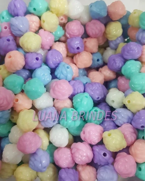 Bolinhas de Flores Coloridas - 10mm - pct com 100 unidades