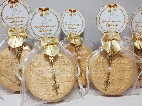 Lembrancinha de Aniversário: Sabonete Gratidão G com Terço