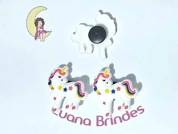Pins de Crocs Unicórnio Emborrachado Pacote com 6 Unidades