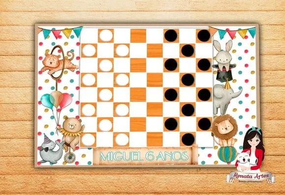 Jogo de Damas Personalizado Circo