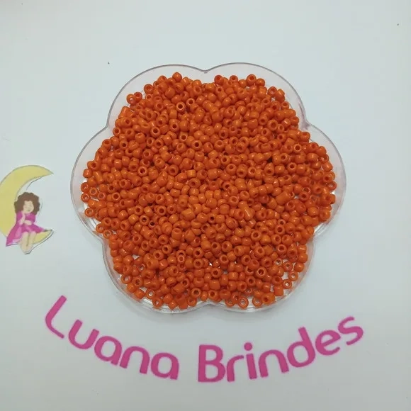 Miçanga Acrílica Laranja 6mm Pacote 60 Gramas