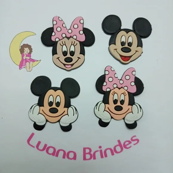 Aplique Minie e Mickey de Borracha Pct 4 Unidades