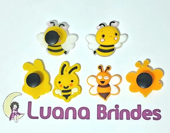 Pins para Crocs Abelhas Emborrachadas Pacotes com 6 Unidades