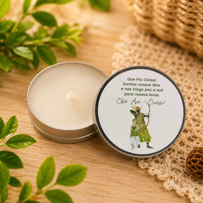21 unidades de Vela Aromática na latinha Personalizada, Oxum - Oxóssi - Orixás e Entidades, fazemos qualquer tema.
