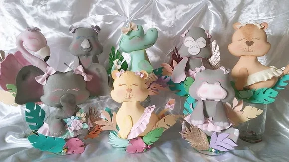 Safari Menina Kit com 12 Personagens