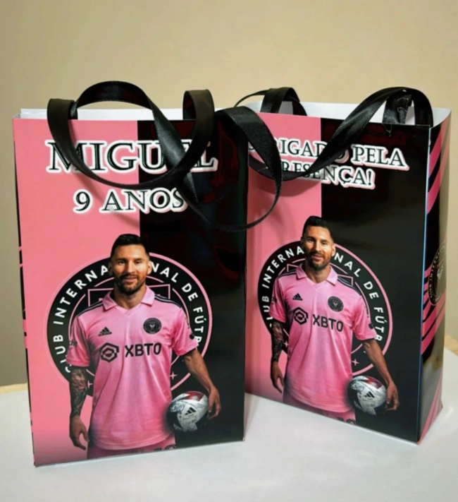 Sacolinhas Personalizada Inter Miami Messi Lembrancinhas Para Aniversário