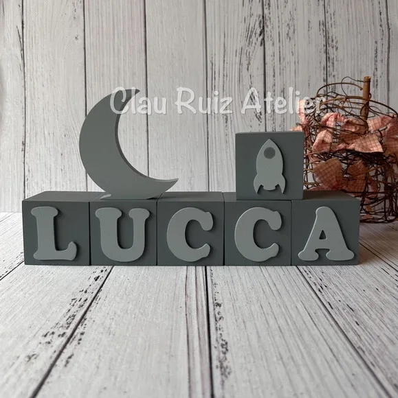Astronauta - Cubos 6x6cm + Lua de Mesa