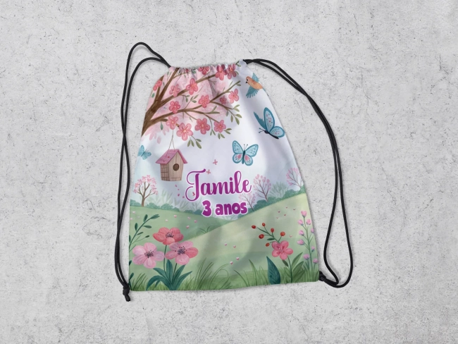 Mochilinha Personalizadada Jardim Encantado