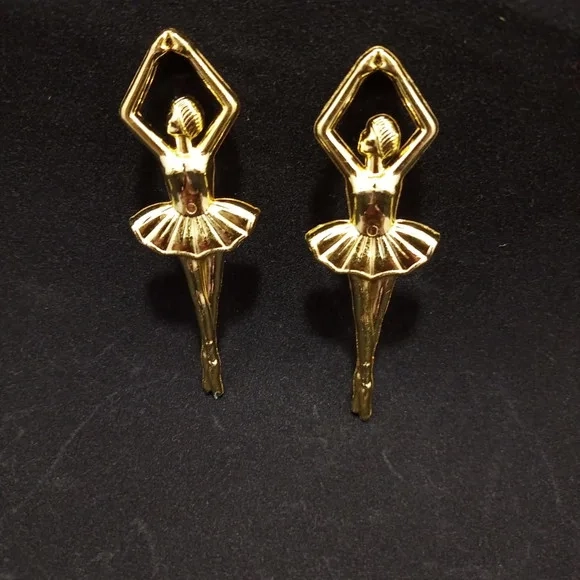 Pingente Bailarina de Acrílico Dourado 8,0cm Pct 6 Unidades