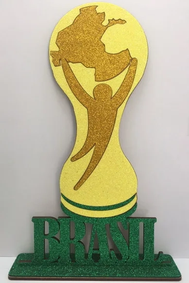 Topo de Bolo Copa do Mundo mdf 26cm Pacote com 1 Unidade