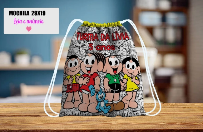 Mochilinha personalizada para lembrancinha da Turma da Mônica
