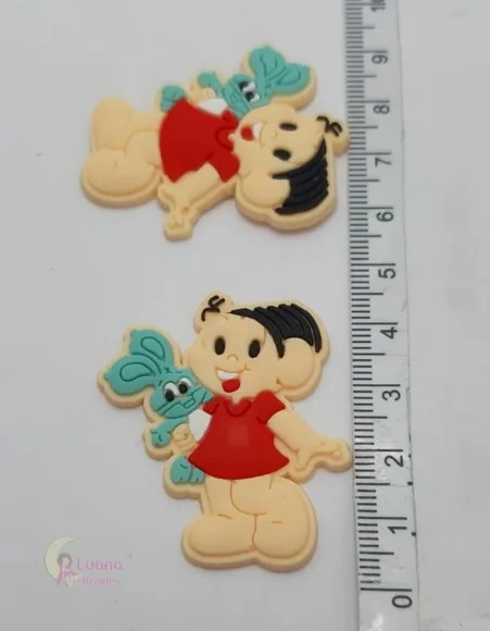 Apliques Mônica e Magali de Borracha - Pct C/6 Unidades