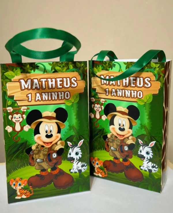 Sacolinhas Personalizads Mickey Safari Para Lembrancinhas