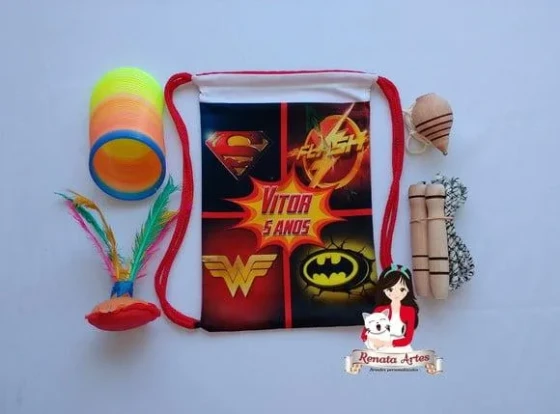 Mochila Boa Infância Tema Liga da Justiça Símbolos