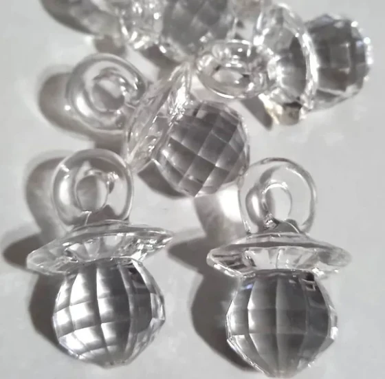 Pingente Chupetinha Transparent Facetada 2,6cm - 10 Unidades