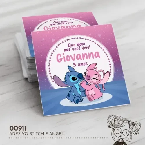 Adesivo Quadrado Stitch e Angel - 00911