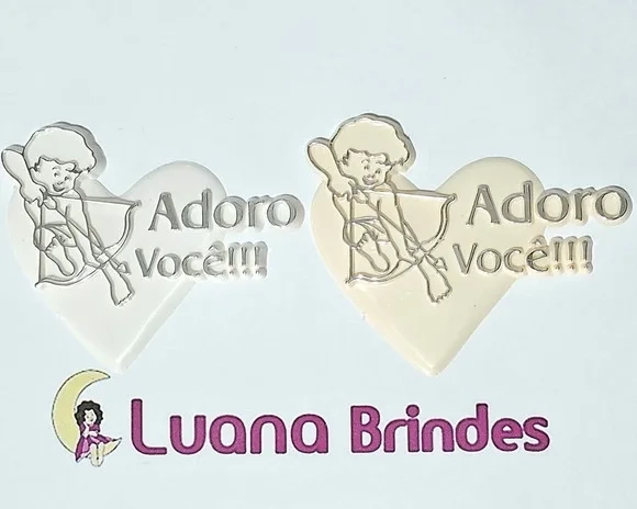 Coração Cupido adoro Você Acrílico Injetado - 5 Peças