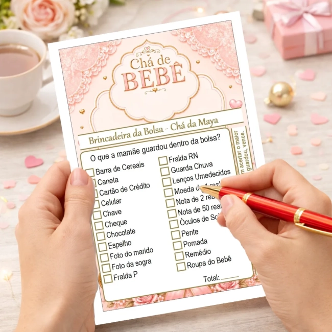 Kit 4 Brincadeiras Chá de Brincadeiras para Imprimir PDF Personalizado