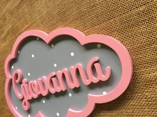 PORTA DE MATERNIDADE NUVEM COM NOME