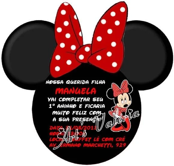 Convite Minie c/ Envelope Flor - 10x10cm