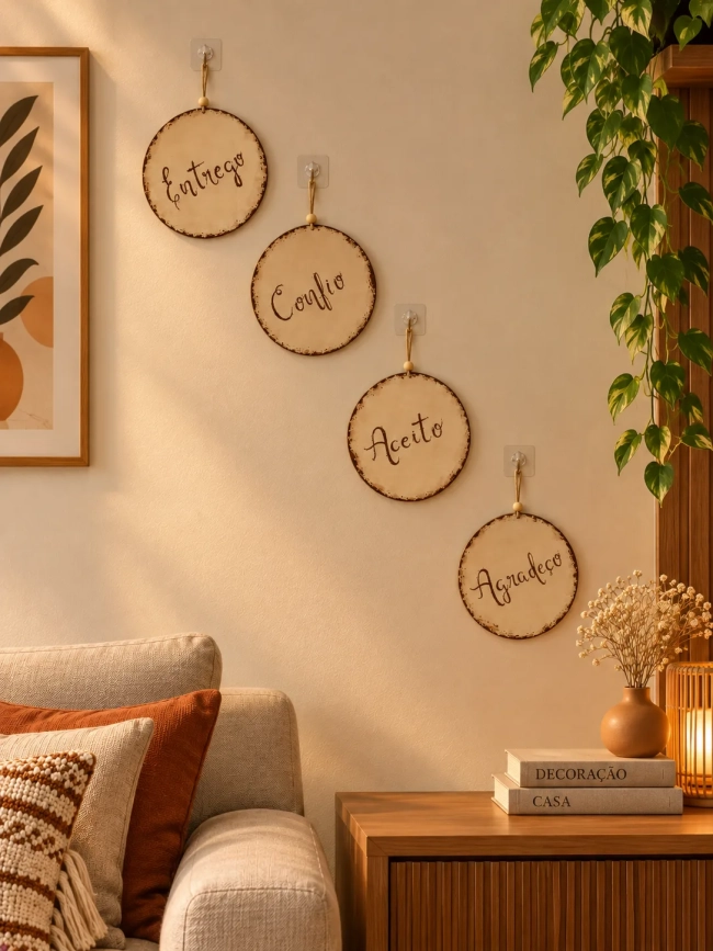 Kit 4 Placas Decorativas MDF Ho'oponopono 20cm Entrego Confio