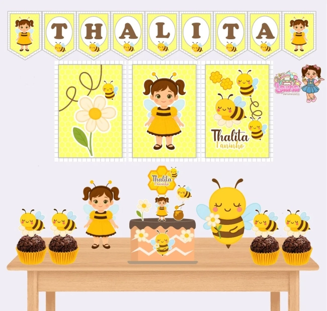 Kit Festa Só Um Bolinho ABELHINHA - Decoração de Festa