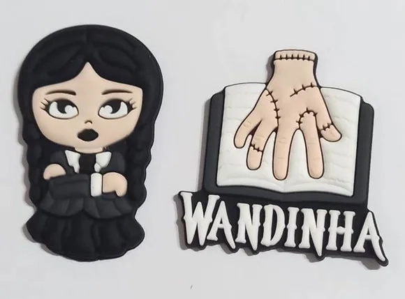 Aplique Wandinha e Mãozinha Emborrachado 6 Unidades