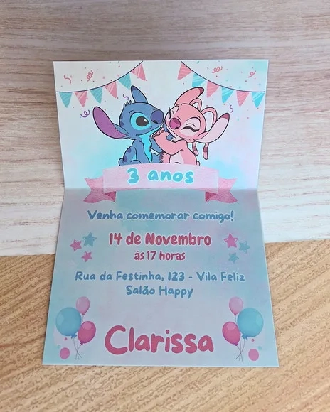 Convite de Aniversário Stitch