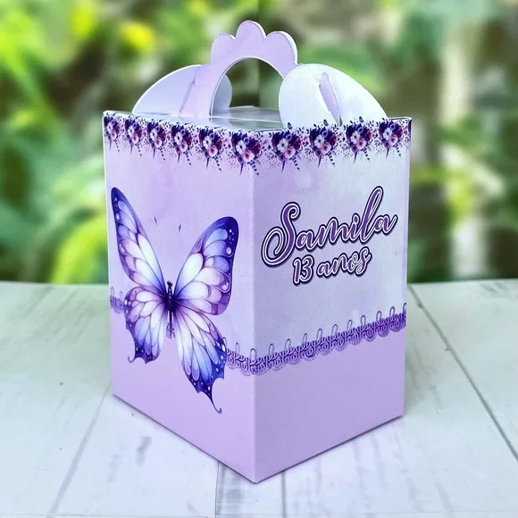 Kit 15 Caixas Borboleta Roxa Lilás / 3 de Cada Modelo