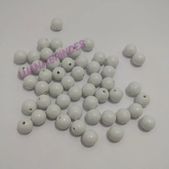 Bolinha Plástica Leitosa Branca Passante 10mm Pct 100 Unidad