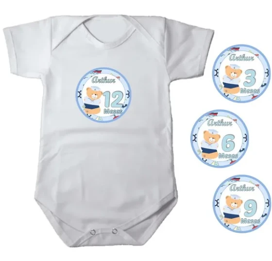 Kit de Adesivo Mêsversário Urso Marinheiro Nomes