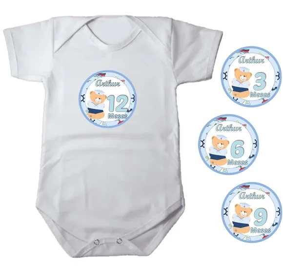 Kit de Adesivo Mêsversário Urso Marinheiro Nomes