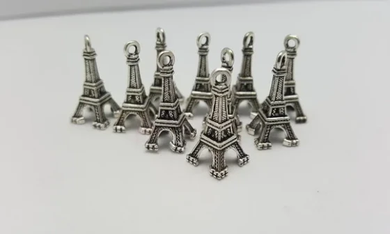 Pingente da Torre Eiffel Prata Velha de 1,9cm - 12 Unidade
