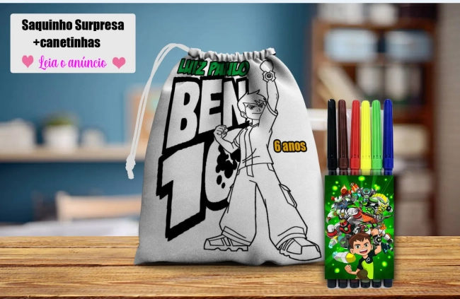 Saquinho Surpresa pinte e lave com Canetinha do Ben 10