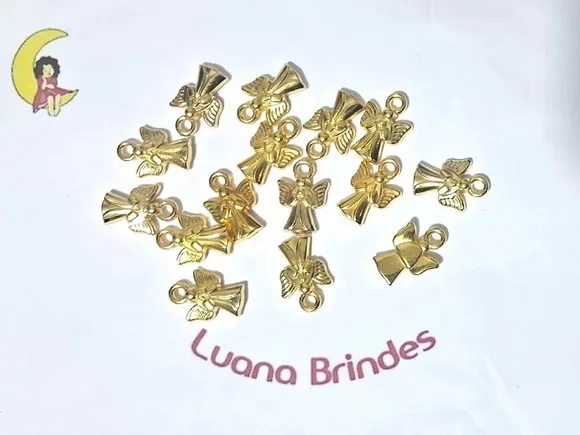 Pingente Anjo Dourado Abs 2cm Pacote com 25 Unidades