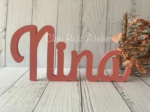 Decoração de Quarto Bebê - Letra Cursiva -nome em mdf