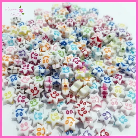Missanga Estrela Sorridente Varias Cores - Pct c/100unids