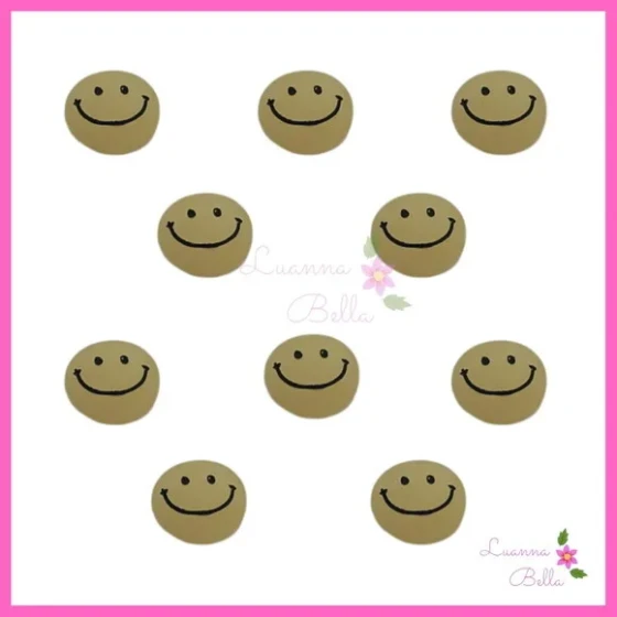 Aplique Carinha Feliz Amarela de resina - Pct c/ 7 unidades