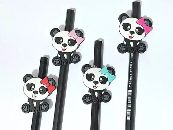 Lápis C/ponteira Panda Emborrachado Pacote com 8 Unidades